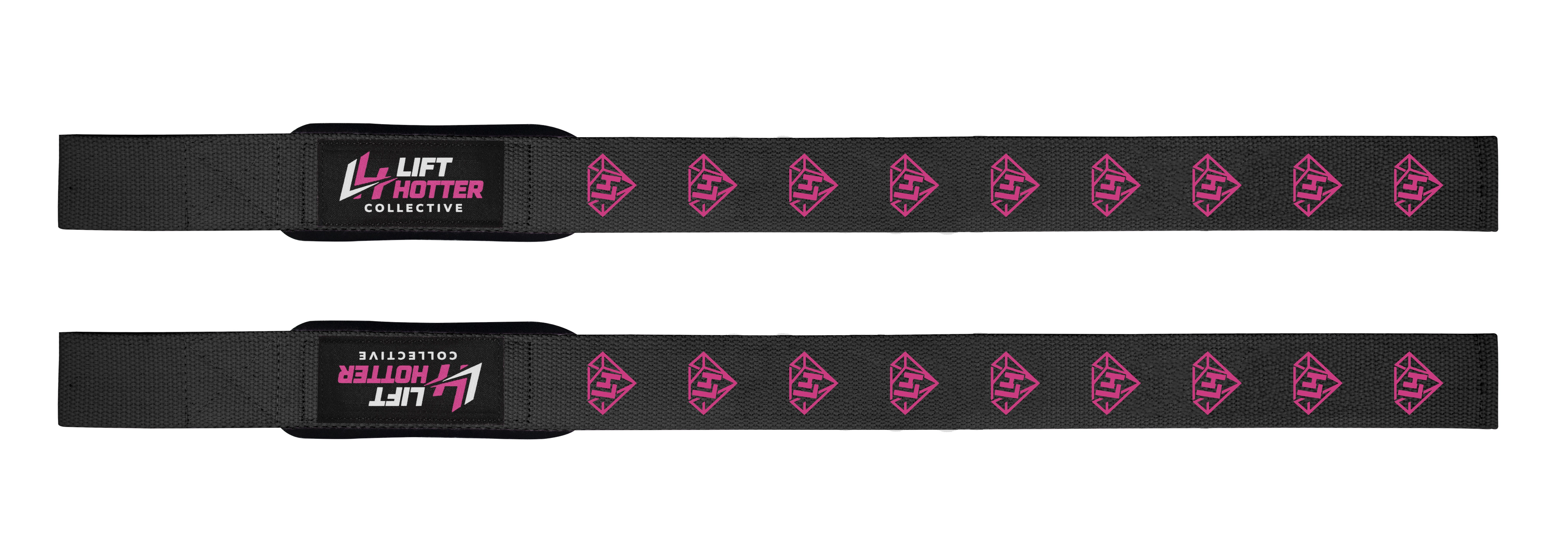 Lift Hotter Premium Padded Weightlifting Straps | Black & Pink