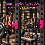 Magnetic gym phone mount rotating a phone for portrait or landscape filming at any angle, every set